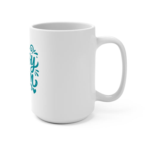 Messy Mom 15oz Coffee Mug — Funny Mom Gift, Teal Script Typography