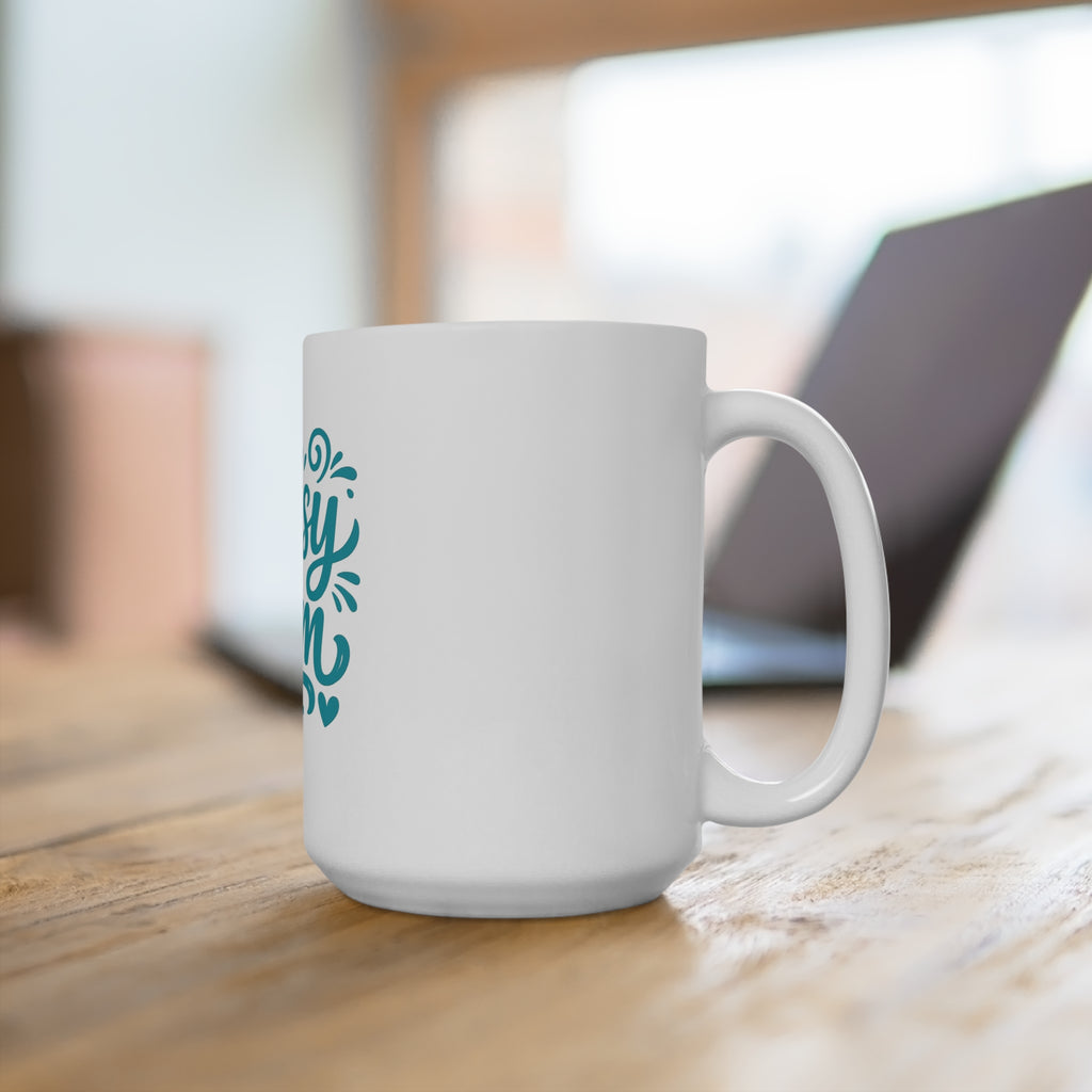Messy Mom 15oz Coffee Mug — Funny Mom Gift, Teal Script Typography